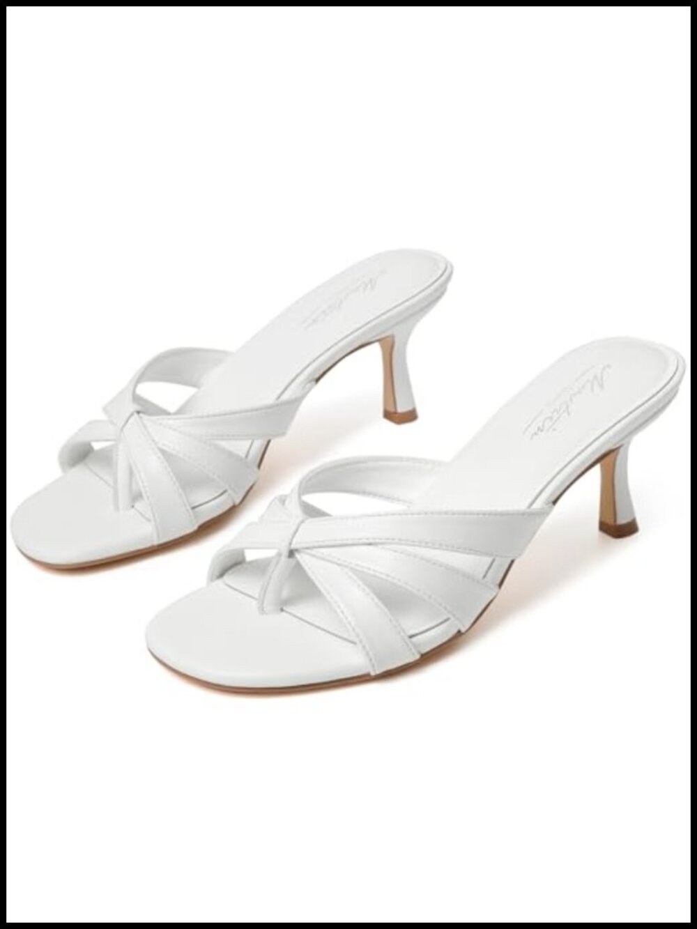 Kitten Heels for Women Pointed Toe Mules Stiletto Slip On Backless Faux Leather